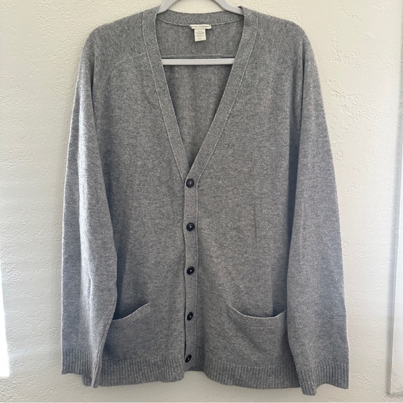 White + Warren Cashmere Gray Button Front Cardigan XL - Picture 1 of 4